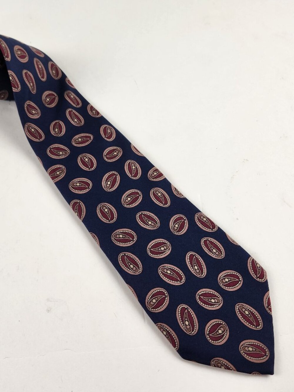 Robert Talbott Studio Italian Silk Tie Blue Red Gold Paisley USA Hand Sewn VTG